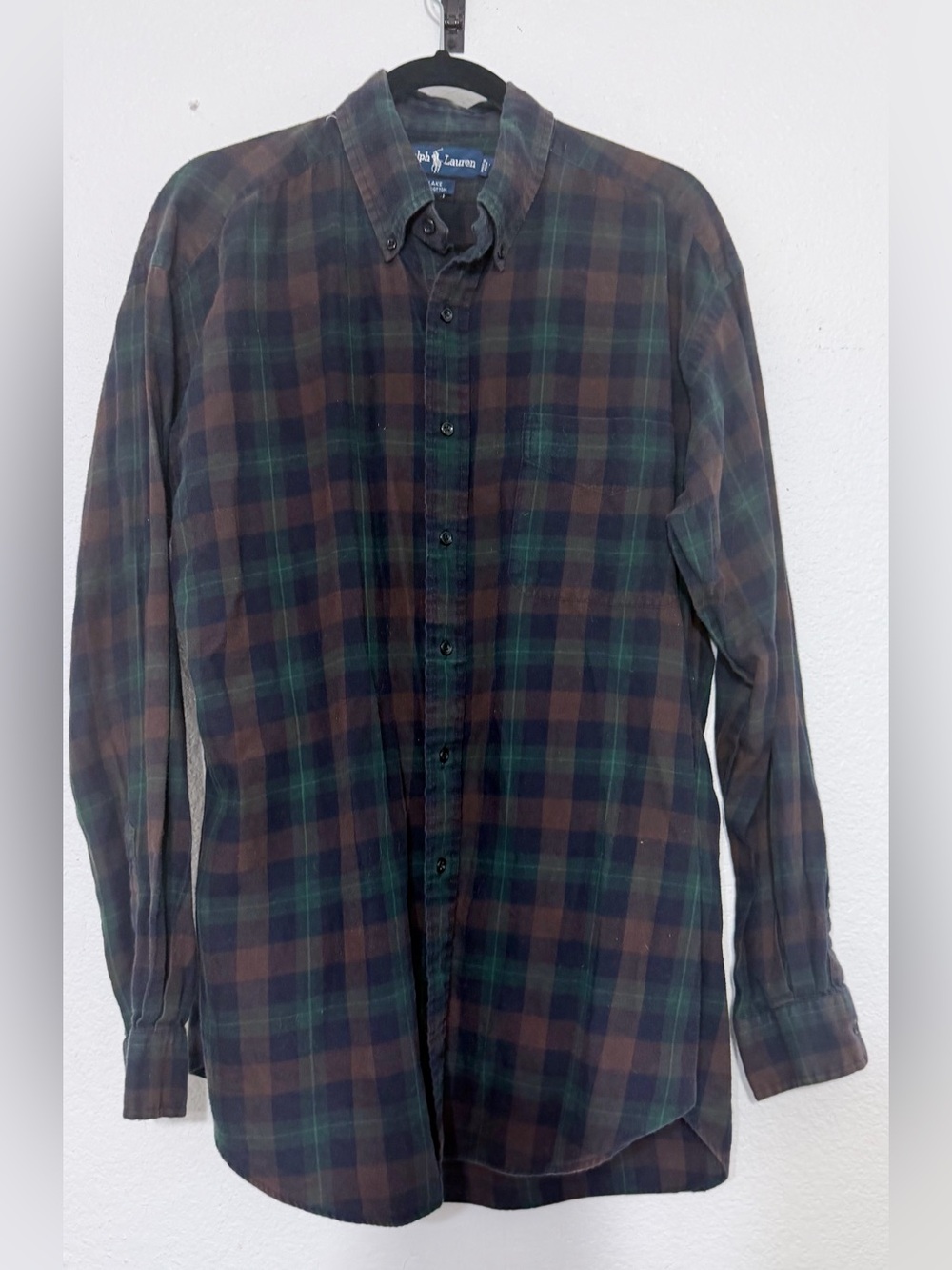 Ralph Lauren Green and Brown Plaid Button-Down Shirt